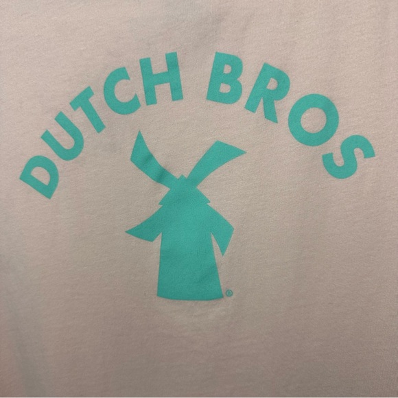 Dutch Bros Light Pink w/Mint Cut Off Tank/Muscle Tee MEDIUM So CUTE DB 1992 - Picture 6 of 6